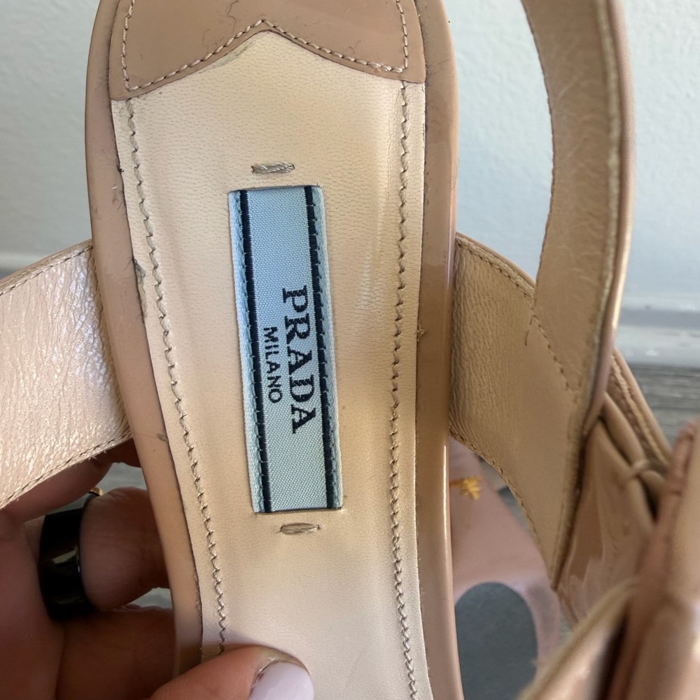 Prada Beige Leather Slingback Mules